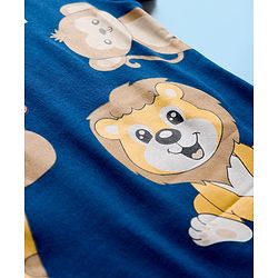 Babyhug 100% Cotton Knit Half Sleeves Striped & Animal Printed Onesies Pack of 3 - Navy Blue Yellow & White