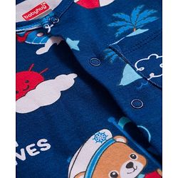 Babyhug 100% Cotton Interlock Knit Romper With Animal Print Pack Of 2 - Red & Blue