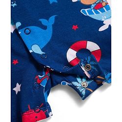 Babyhug 100% Cotton Interlock Knit Romper With Animal Print Pack Of 2 - Red & Blue