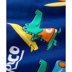 Babyhug 100% Cotton Knit Half Sleeves Rompers with Dino Print Pack of 2 - Navy & Light Blue