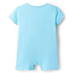 Babyhug 100% Cotton Knit Half Sleeves Rompers with Dino Print Pack of 2 - Navy & Light Blue