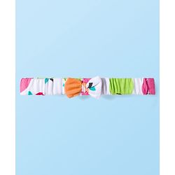 Babyhug 100% Cotton Single Jersey Knit Sleeveless Printed Onesie With Hairband - White