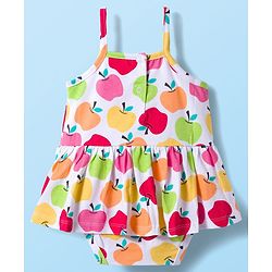 Babyhug 100% Cotton Single Jersey Knit Sleeveless Printed Onesie With Hairband - White