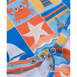 Babyhug 100% Cotton Interlock Knit Onesies With Nautical Theme Print - Blue