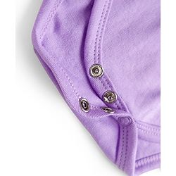 Babyhug 100% Cotton Knit Half Puffed Sleeves Chifilli Frock Style Onesie with Hairband & Booties - Lavender