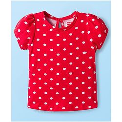 Babyhug Cotton Knit Half Sleeves T-Shirt with Floral & Polka Dot Print Pack of 3 - Red White & Navy Blue