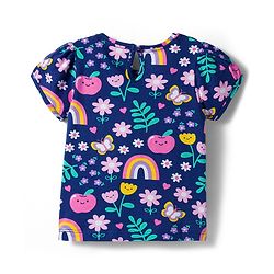 Babyhug Cotton Knit Half Sleeves T-Shirt with Floral & Polka Dot Print Pack of 3 - Pink Yellow & Navy Blue