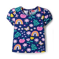 Babyhug Cotton Knit Half Sleeves T-Shirt with Floral & Polka Dot Print Pack of 3 - Pink Yellow & Navy Blue