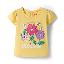 Babyhug Cotton Knit Half Sleeves T-Shirt with Floral & Polka Dot Print Pack of 3 -Plum Yellow & White