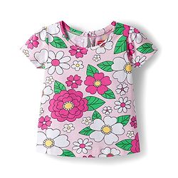 Babyhug Cotton Knit Half Sleeves T-Shirt with Floral & Polka Dot Print Pack of 3 -Plum Yellow & White