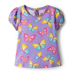 Babyhug Cotton Knit Half Sleeves T-Shirt with Butterfly & Polka Dot Print Pack of 3 - Pink Yellow & Plum