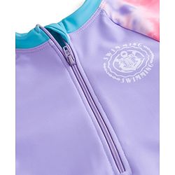 Babyhug Full Raglan Sleeves Printed Legged Swimsuit - Purple