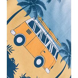 Babyhug Cotton Knit Half Sleeves T-Shirt with Vehicle & Beach Theme Print - White