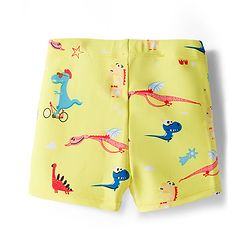 Babyhug Dino Printed Swimming Trunk With Cap - Yellow