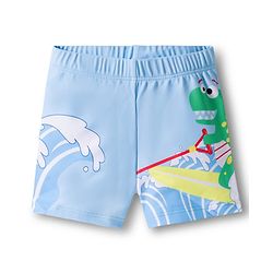 Babyhug Dino Printed Swimming Trunk With Cap - Light Blue