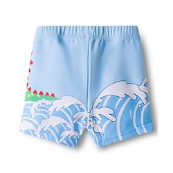 Babyhug Dino Printed Swimming Trunk With Cap - Light Blue