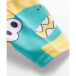 Babyhug Raglan Half Sleeves Dino Printed T-Shirt & Shorts Swimsuit With Cap - Yellow
