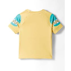 Babyhug Raglan Half Sleeves Dino Printed T-Shirt & Shorts Swimsuit With Cap - Yellow