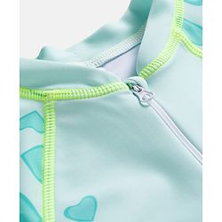 Babyhug Half Raglan Sleeves Legged Swimsuit With Dino Print & Cap - Sea Green