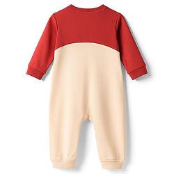 Babyhug 100% Cotton Knit Full Sleeves Romper With Cap & Deer Applique - Beige