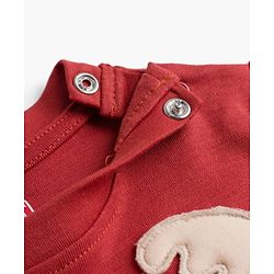 Babyhug 100% Cotton Knit Full Sleeves Romper With Cap & Deer Applique - Beige