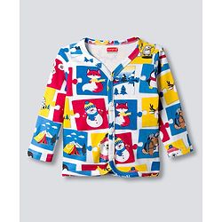 Babyhug 100% Cotton Knit Full Sleeves Jhablas With Stripes & Animal Print Pack of 3 - Multicolor