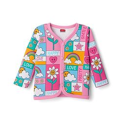 Babyhug 100% Cotton Knit Full Sleeves Front Open Jhablas with Floral & Polka Dot Print Pack of 3 - Pink & Orange