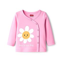 Babyhug 100% Cotton Knit Full Sleeves Front Open Jhablas with Floral & Polka Dot Print Pack of 3 - Pink & Orange