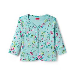 Babyhug 100% Cotton Knit Full Sleeves Front Open Jhablas With Stripe & Animal Print Pack of 3 - Pink Aqua Blue & Yellow