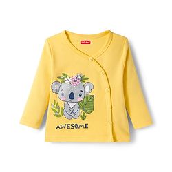 Babyhug 100% Cotton Knit Full Sleeves Front Open Jhablas With Stripe & Animal Print Pack of 3 - Pink Aqua Blue & Yellow