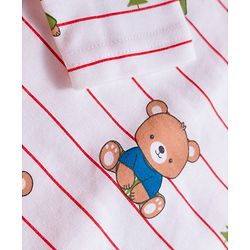 Babyhug 100% Cotton Knit Full Sleeves Front Open Jhablas with Animal Print & Stripes Pack of 3 - Rust Orange White & Blue