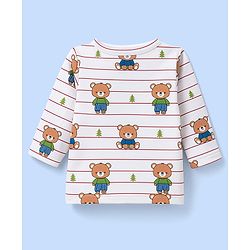 Babyhug 100% Cotton Knit Full Sleeves Front Open Jhablas with Animal Print & Stripes Pack of 3 - Rust Orange White & Blue
