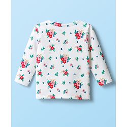 Babyhug 100% Cotton Knit Full Sleeves Front Open Jhablas with Floral Print Pack of 3 - Pink Red & White