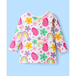 Babyhug 100% Cotton Knit Full Sleeves Front Open Jhablas with Tropical Theme Print Pack of 3 - White Navy Blue & Pink