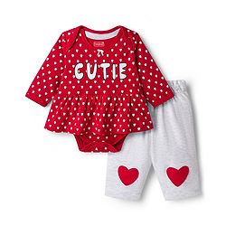 Babyhug Interlock Knit Full Sleeves Onesies With Leggings & Polka Dot Print - White