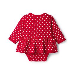 Babyhug Interlock Knit Full Sleeves Onesies With Leggings & Polka Dot Print - White