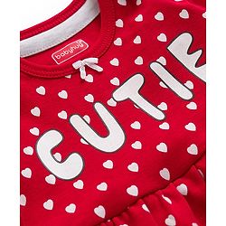 Babyhug Interlock Knit Full Sleeves Onesies With Leggings & Polka Dot Print - White