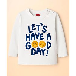 Babyhug 100 % Cotton Knit Full Sleeves T-Shirt with Stripes & Lets Have A Good Day Text Print Pack of 3 - Red White & Blue