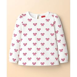 Babyhug 100 % Cotton Knit Full Sleeves T-Shirts with Heart Bow & Polka Dot Print Pack of 5 - Pink White & Navy Blue
