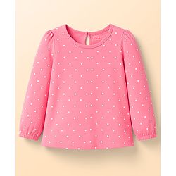 Babyhug 100 % Cotton Knit Full Sleeves T-Shirts with Heart Bow & Polka Dot Print Pack of 5 - Pink White & Navy Blue