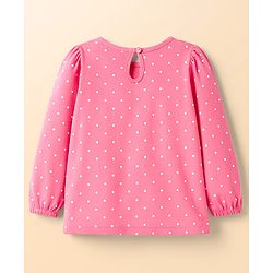 Babyhug 100 % Cotton Knit Full Sleeves T-Shirts with Heart Bow & Polka Dot Print Pack of 5 - Pink White & Navy Blue