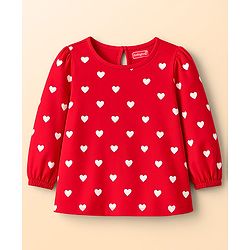 Babyhug 100 % Cotton Knit Full Sleeves T-Shirts with Heart Bow & Polka Dot Print Pack of 5 - Pink White & Navy Blue
