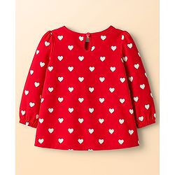 Babyhug 100 % Cotton Knit Full Sleeves T-Shirts with Heart Bow & Polka Dot Print Pack of 5 - Pink White & Navy Blue