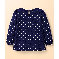 Babyhug 100 % Cotton Knit Full Sleeves T-Shirts with Heart Bow & Polka Dot Print Pack of 5 - Pink White & Navy Blue