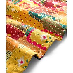 Babyhug Woven Full Sleeves Kurta Pyjama Set With Floral Print - Mustard & Red