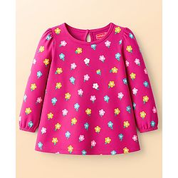 Babyhug Cotton Knit Full Sleeves T-Shirts with Polka Dot & Floral Print Pack of 3 - Pink Purple & White