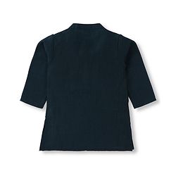 Babyhug Woven Full Sleeves Kurta Pyjama Set With Floral Embroidered Nehru Jacket - Navy Blue
