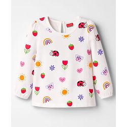 Babyhug 100 % Cotton Knit Full Sleeves T-Shirt with Tropical & Happy Days Text Print Pack of 3 - Red White & Lilac