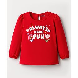 Babyhug 100 % Cotton Knit Full Sleeves T-Shirt with Tropical & Happy Days Text Print Pack of 3 - Red White & Lilac