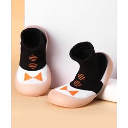 Cute Walk by Babyhug Slip on Sock Shoes with Bow Embroidery - Blue
